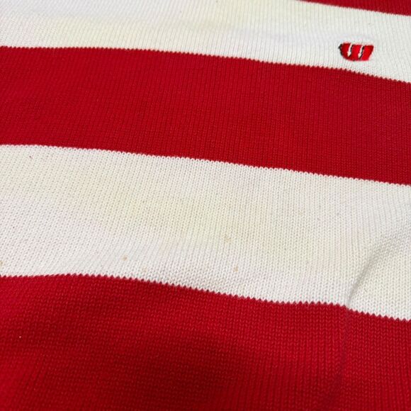 Wisconsin Badgers Stripe Sweater XL Crable Sportswear Red White Knit Vintage - Picture 7 of 10
